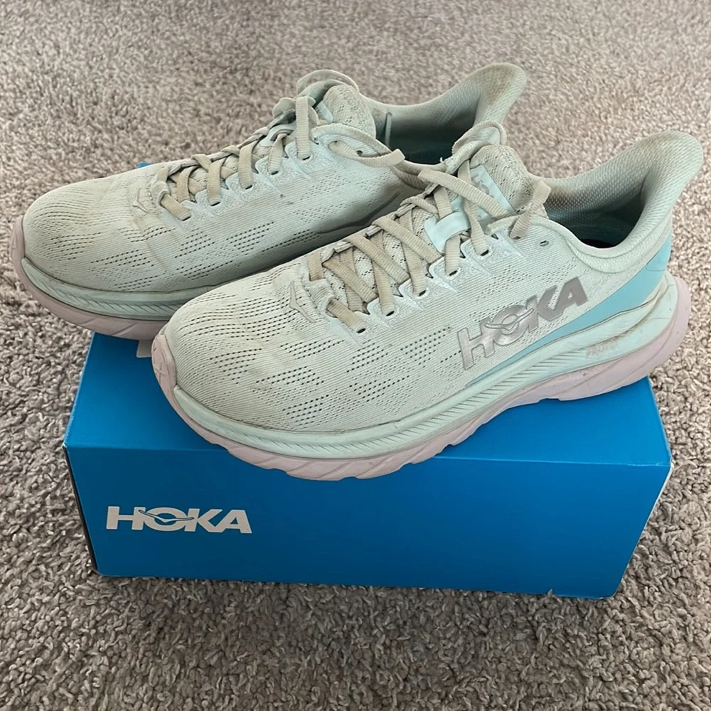 HOKA ONE ONE Mach 4 Tennis Shoes, Blue Glass/Coastal Shade (𝐬𝐞𝐞 𝐩𝐡𝐨𝐭𝐨𝐬)